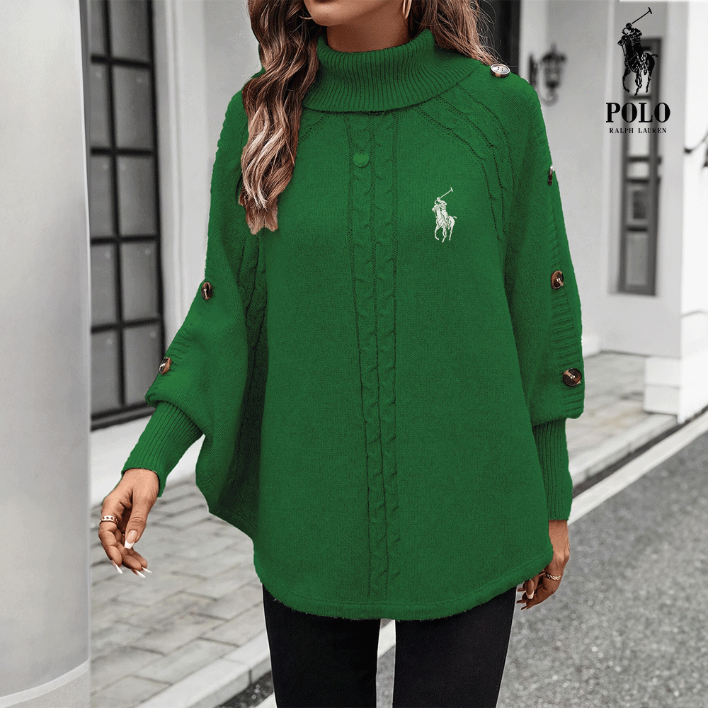 RL Knitted Buttoned Turtleneck Sweater