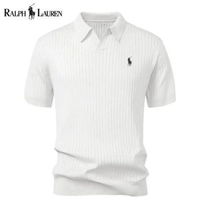 Varlon RL™ | Striped Knit Polo with V-Neck