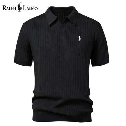 Varlon RL™ | Striped Knit Polo with V-Neck