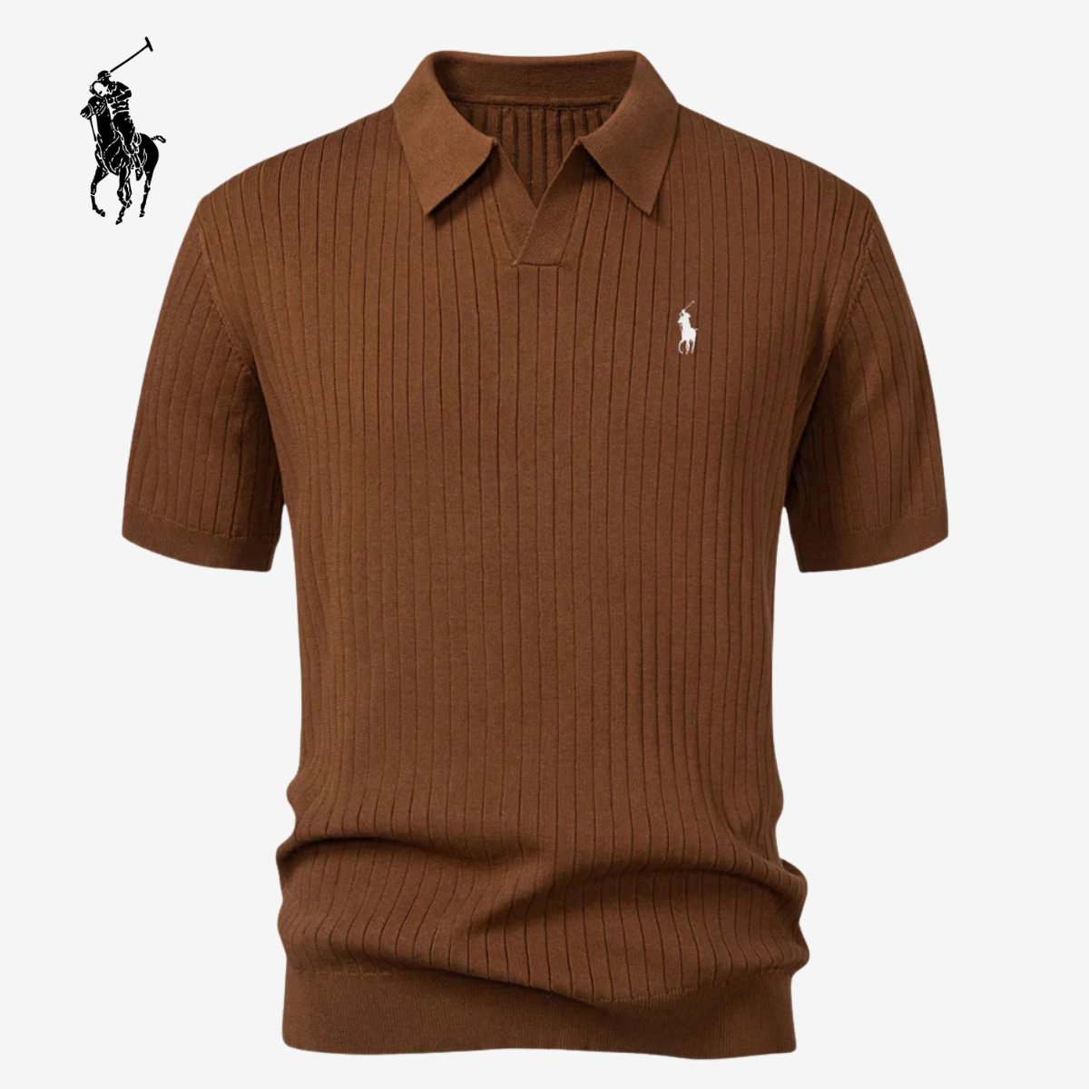 Varlon RL™ | Striped Knit Polo with V-Neck