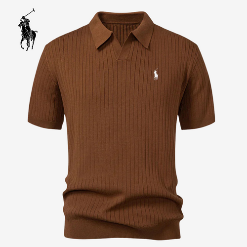 Varlon RL™ | Striped Knit Polo with V-Neck