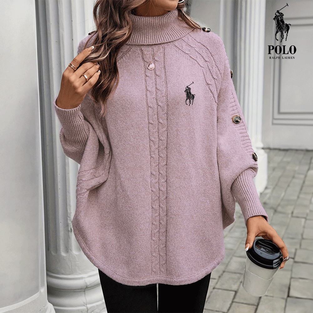 RL Knitted Buttoned Turtleneck Sweater