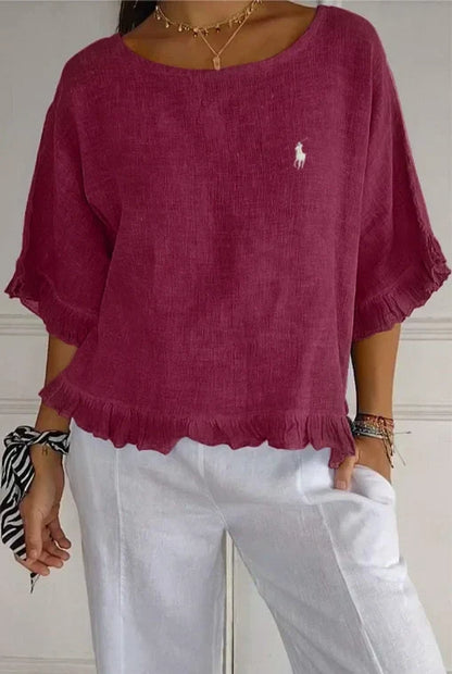 Clearance – RL Women’s Linen Ruffle Blouse