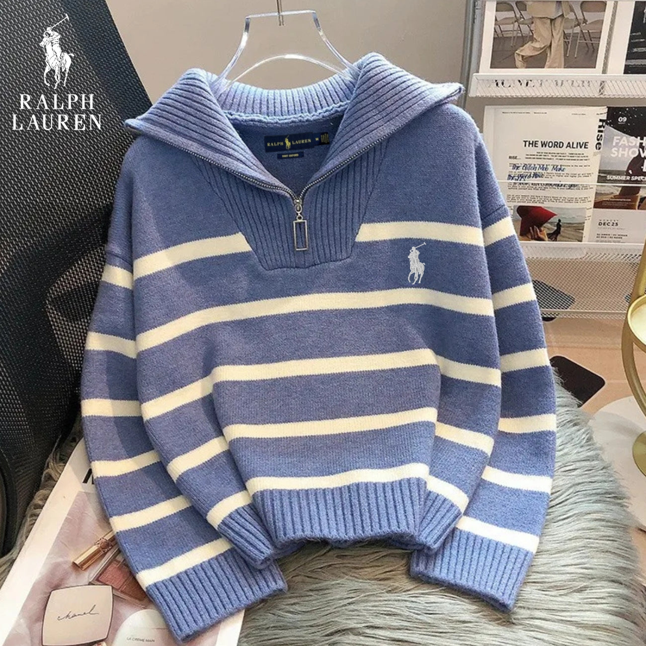 RL – Striped Zip-Neck Jumper – Special Offer