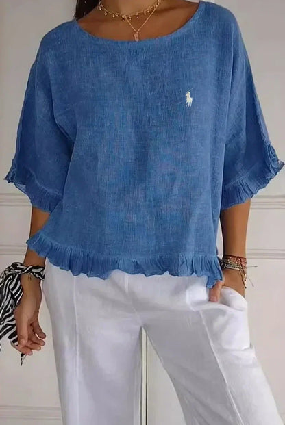 Clearance – RL Women’s Linen Ruffle Blouse