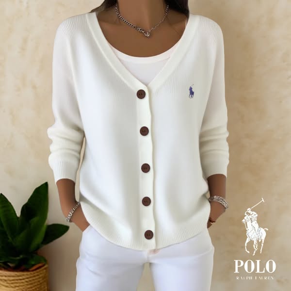 RL Elegant Knitted V-Neck Cardigan