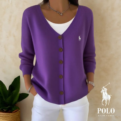 RL Elegant Knitted V-Neck Cardigan