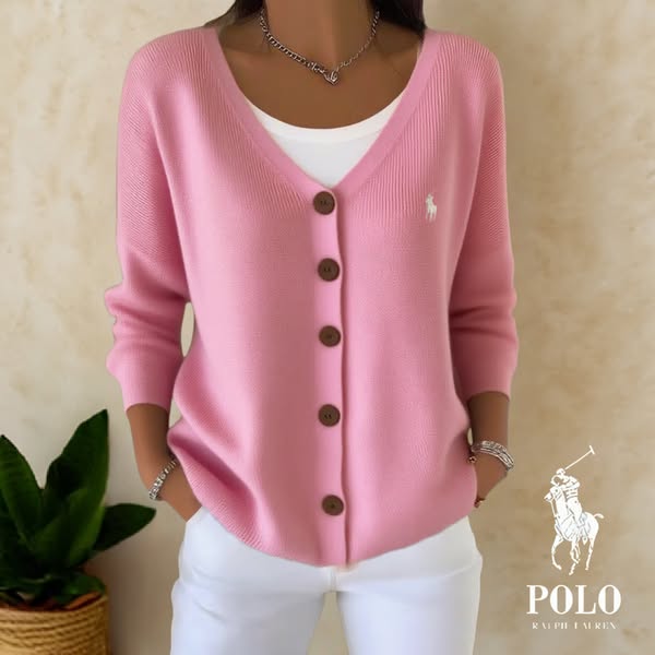 RL Elegant Knitted V-Neck Cardigan