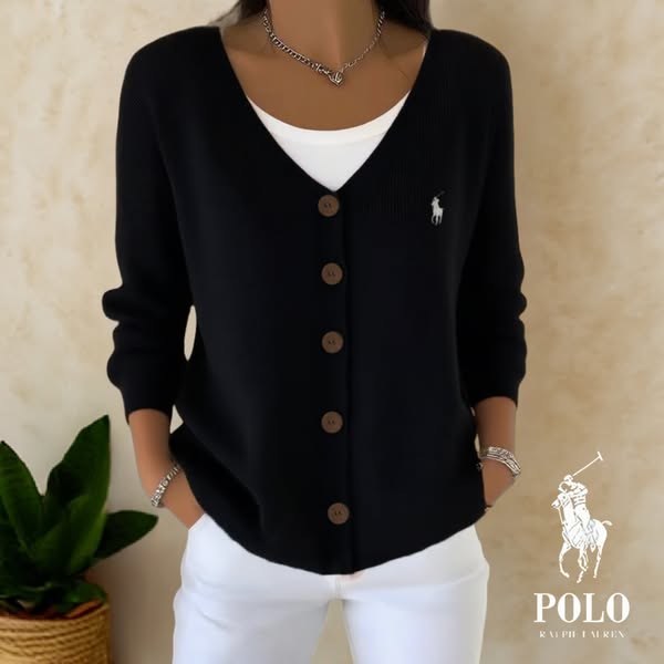 RL Elegant Knitted V-Neck Cardigan