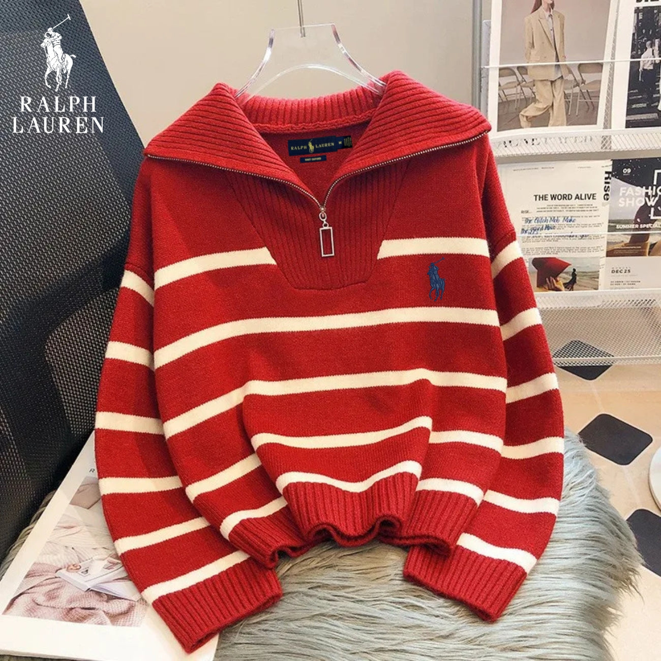 RL – Striped Zip-Neck Jumper – Special Offer