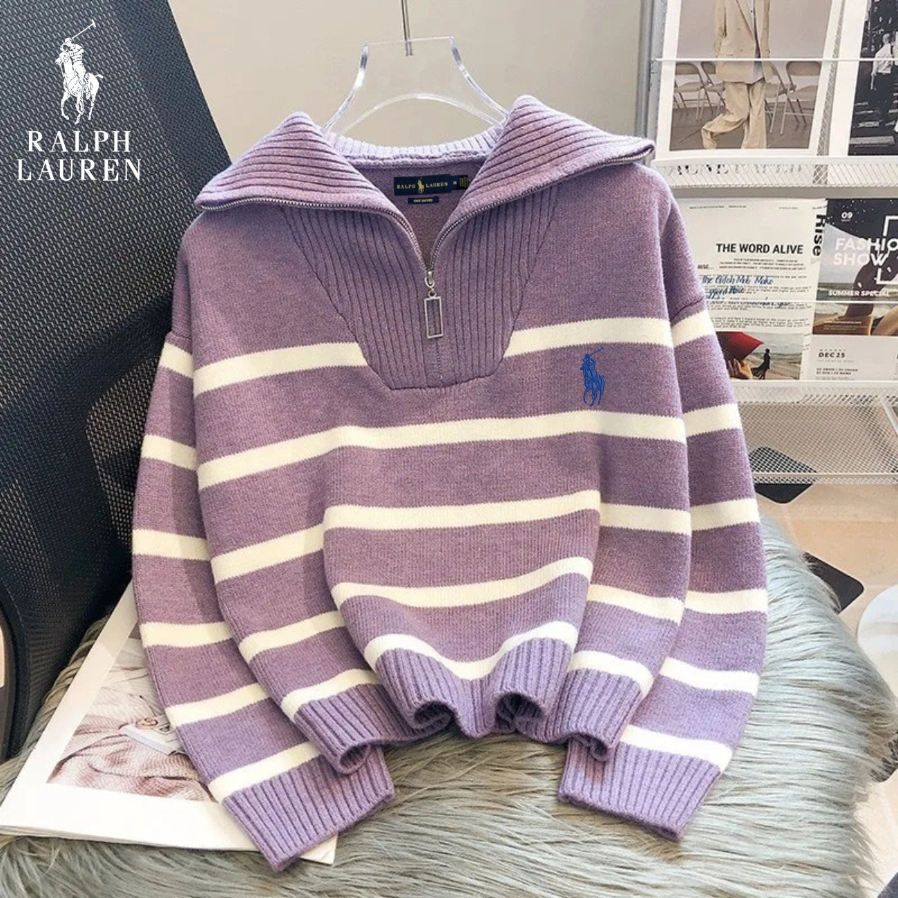 RL – Striped Zip-Neck Jumper – Special Offer