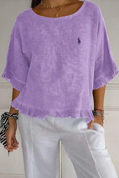 Clearance – RL Women’s Linen Ruffle Blouse