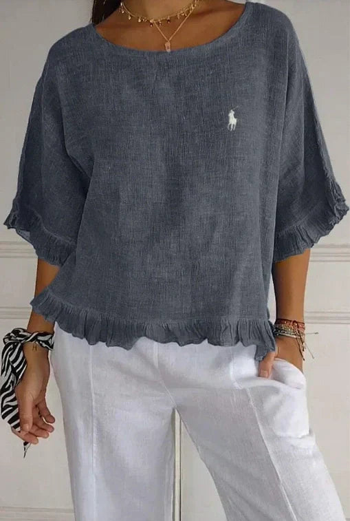 Clearance – RL Women’s Linen Ruffle Blouse