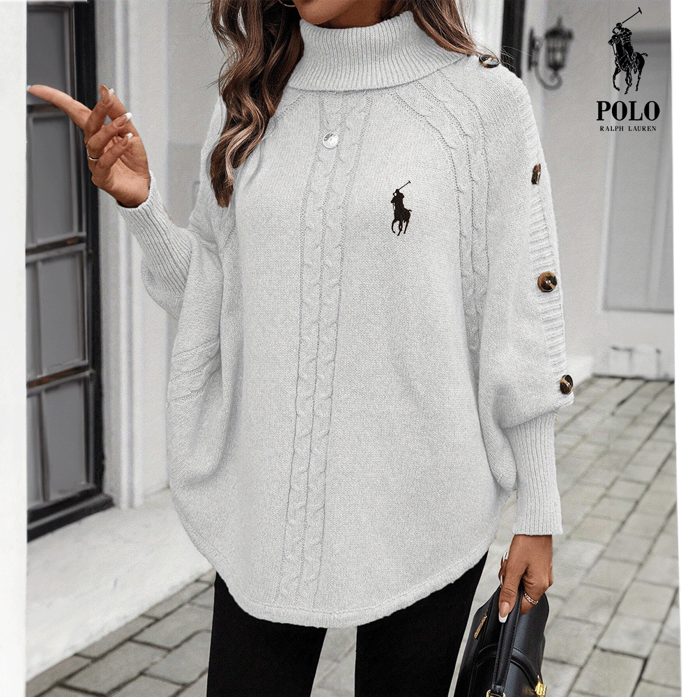 RL Knitted Buttoned Turtleneck Sweater
